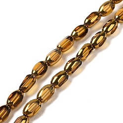 Goldenrod Electroplate Transparent Glass Beads Strands, Faceted Oval, Goldenrod, 7x4.5x3.5mm, Hole: 1mm, about 50pcs/strand, 12.99''(33cm)