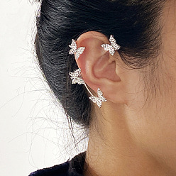 5534402 Silver Right Sparkling Diamond Tassel Ear Cuff - Unique and Stylish Wrap-around Earrings