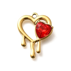 Гиацинт 304 подвески из нержавеющей стали, со стразами, реальный 18 k позолоченный, ионное покрытие (ip), сердце, гиацинт, 25.5x19.5x5.5 мм, отверстие : 2 мм