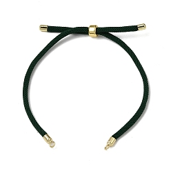 Dark Green 3MM Adjustable Round Nylon Braided Cord Bracelet Making, with Golden Brass Findings, Fit for Connector Charms, Dark Green, 8.66 inch(22cm), Hole: 1.5mm