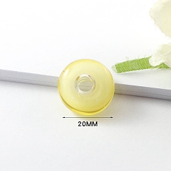 Yellow Handmade Lampwork Pendants, Anti Leaking Perfume Bottle Pendant, Jade Donut Shape Charm, Yellow, 20x20mm