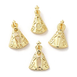 Real 18K Gold Plated Rack Plating Brass Pendants, Cadmium Free & Lead Free, Long-Lasting Plated, Nossa Senhora Aparecida Charms, Real 18K Gold Plated, 20x11.5~14x7mm, Hole: 4x3mm