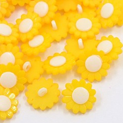 Gold Acrylic Shank Buttons, 1-Hole, Dyed, Sunflower, Gold, 20x4mm, Hole: 3mm