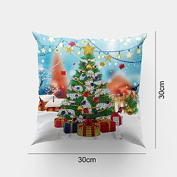 Christmas Tree DIY Diamond Painting Pillowcase Kits, including Cloth, Resin Rhinestones, Diamond Sticky Pen, Tray Plate and Glue Clay, Square, Christmas Tree Pattern, 300x300mm