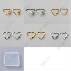 Черный Цвет Металла & Цвет Нержавеющей Стали 12шт. 6 варианты карабинов из нержавеющей стали с винтовым фиксатором, сердце, металлический черный & цвет нержавеющей стали, 23~23.5x25x4~8 мм, застежка : 4~8 mm