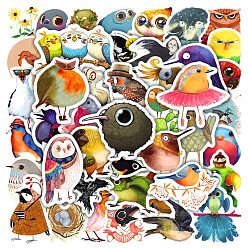Colorful Cartoon Birds Stickers, PVC Waterproof Adhesive Decals, for Water Bottles Laptop Phone Skateboard Decoration, Colorful, 40~70mm, 50pcs/set