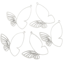 Silver Alloy Pendants, Butterfly, Silver, 39x38mm