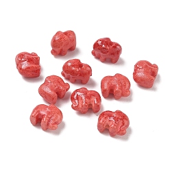 Red Vintage Handmade Porcelain Beads, Fancy Antique Glazed Porcelain, Elephant, Red, 10x12.5x7mm, Hole: 1.8mm
