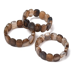 Camel Oval Natural Banded Agate(Dyed & Heated) Beaded Stretch Bracelets for Women Men, Camel, Inner Diameter: 2.40 inch(6.1cm)