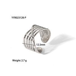 Нержавеющая Сталь Цвет 304 уникальный дизайн полого поперечного кольца-манжеты из нержавеющей стали, цвет нержавеющей стали, регулируемый