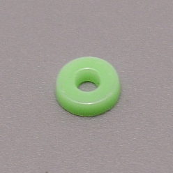 Lime Opaque Acrylic Beads, Flat Round, Lime, 6x1.5mm, Hole: 2mm, about 830pcs/bag