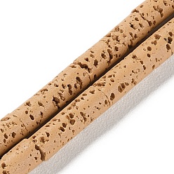 Сэнди Коричневый Нити синтетических бусин, окрашенных в лавовый камень, колонка, песчаный коричневый, 13~14x4 мм, отверстие : 1 мм, около 28 шт / нитка, 15.08'' (38.3 см)