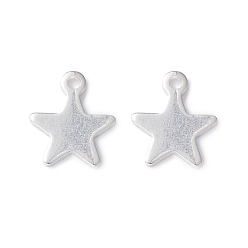 Silver 304 Stainless Steel Charms, Star, Silver, 10x8x0.8mm, Hole: 1.4mm