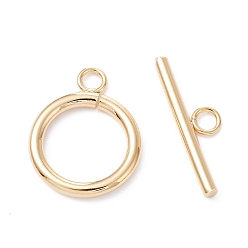 Real 18K Gold Plated 304 Stainless Steel Toggle Clasps, Real 18K Gold Plated, Ring: 23x18x2.5mm, Hole: 3mm, Bar: 25x7.5x2.5mm, Hole: 3mm