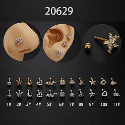 Золотой 316l серьги-гвоздики из нержавеющей стали с микропаве из прозрачного кубического циркония, цвет нержавеющей стали, 6 мм, штифты : 1.2 мм