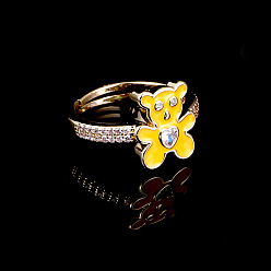 Yellow Charming Heart Bear Ring: Trendy and Unique Tail Finger Jewelry