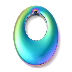 Rainbow Plated Electroplated Synthetic Non-magnetic Hematite Pendants, Oval Charms, Rainbow Plated, 34x23.5x2mm, Hole: 1mm