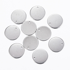 Stainless Steel Color 201 Stainless Steel Stamping Blank Tag Pendants, Flat Round, Stainless Steel Color, 15x0.8mm, Hole: 1.2mm