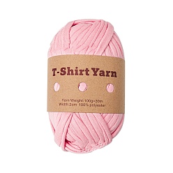 Pink Polyester Cloth Yarn, For Hand Knitting Thick Thread, Crochet Cloth Yarn, Pink, 20mm, about 32.81 Yards(30m)/Skein