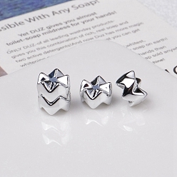 Silver Opaque Acrylic Beads, Wave Snowflake, Silver, 9.5x5mm, Hole: 2mm