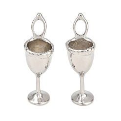 Platinum Alloy Pendants, Wine Glass Charms, Rack Plating, Cadmium Free & Lead Free, Platinum, 33x19x12mm, Hole: 6X4mm