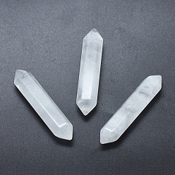 Quartz Crystal Natural Quartz Crystal No Hole Beads, Healing Stones, Reiki Energy Balancing Meditation Therapy Wand, Faceted, Double Terminated Point, 51~55x10.5~11x9.5~10mm