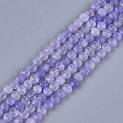 White Jade Natural White Jade Beads Strands, Faceted, Dyed, Flat Round, 4~4.5x2.5~3mm, Hole: 0.8mm, about 88~89pcs/strand, 14.9 inch~15.1 inch