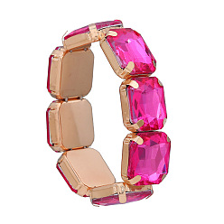 Rose pink Sparkling Rhinestone Hip Hop Bracelet for Girls - Bold Punk Fashion Jewelry Accessory