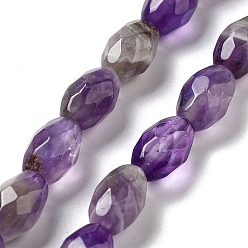 Amethyst Natural Amethyst Beads Strands, Faceted Rice, 12.5x8mm, Hole: 1.2mm, about 16pcs/strand, 7.68''(19.5cm)