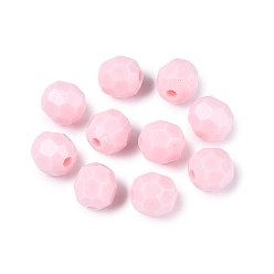Pink Акриловые бусины, непрозрачный, круглые, граненые, розовые, 7~8x8 мм, отверстие : 1.8 мм, Около 2270 шт / 500 г
