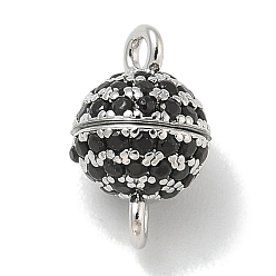 Черный Стойка покрытие круглая латунь микропаве кубический цирконий магнитные застежки, долговечный, без свинца и без кадмия, платина, чёрные, 10x6 мм, отверстие : 1.5 мм