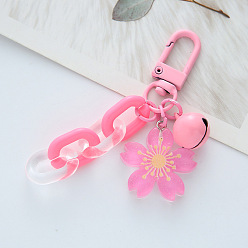 Pink Adorable Daisy Charm Keychain with Flower Chain and Bell for Bags and Accessories