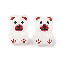 Белый Стеклянные эмалевые бусины ручной работы, медведь, окрашенная и подогревом, белые, 18.5x13.5x14 мм, отверстие : 1.5 мм