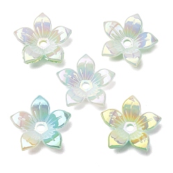 Colorful UV Plating Opaque Acrylic Beads, Iridescent, Flower, Gradient Color, Colorful, 21.5x23x5mm, Hole: 2.5mm