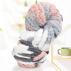 Colorful Segment Dyed Arm Knitting Yarn, Super Softee Thick Fluffy Jumbo Chenille Polyester Yarn, for Blanket Pillows Home Decoration Projects, Colorful, 20mm, about 29.53 yards(27m)/skein