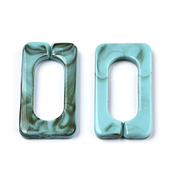 Medium Turquoise Acrylic Linking Rings, Quick Link Connectors, for Cross Chains Making, Imitation Gemstone Style, Rectangle, Medium Turquoise, 43.5x23x4.5mm, Inner Diameter: 30x12mm, about 147pcs/500g
