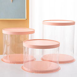 Pink Clear Plastic Tall Cake Boxes, Bakery Cake Box Container, Column with Lids Suitable for 6 Inch 2 Tier Cake, Pink, 220x240mm