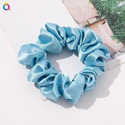 Simulation silk 8cm small loop - sky blue Elegant and Versatile Solid Color Hair Scrunchies for Women, Simulated Silk Ponytail Holder Accessories
