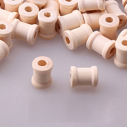 Antique White Wooden Empty Spools for Wire, Thread Bobbins, Antique White, 15x13mm, Hole: 5mm