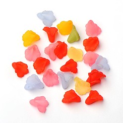 Mixed Color Transparent Acrylic Beads, Frosted, Flower, Dyed, Mixed Color, about 12mm wide, 12mm long, 1.8mm thick, hole: 1.5mm. about 1900pcs/500g