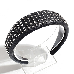 Черный Резинки для волос с заклепками из сплава, аксессуары для волос для женщин и девочек, чёрные, 153x132 мм