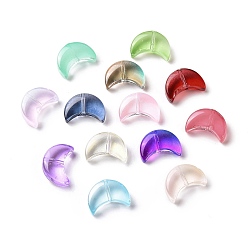 Mixed Color Transparent Spray Painted Glass Beads, Crescent Moon, Mixed Color, 14x9.5x5mm, Hole: 1mm