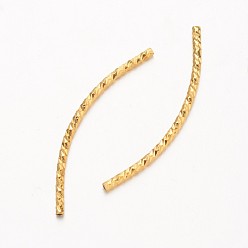 Real 18K Gold Plated Curved Brass Tube Beads, Real 18K Gold Plated, 34x1.5mm, Hole: 1mm