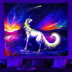 Unicorn UV Reactive Blacklight Trippy Wall Hanging Tapestry, Hippie Tapestry for Home Decoration, Rectangle, Unicorn, 730x950mm