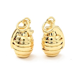 Real 18K Gold Plated Brass Pendants, with Jump Ring, Cadmium Free & Lead Free, Grenade, Real 18K Gold Plated, 14.5x8.5x7.5mm