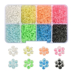 Mixed Color 3600Pcs 8 Color Luminous Transparent Glass Seed Beads, Round, Mixed Color, 3.5x1.6mm, Hole: 1mm, about 450pcs/color