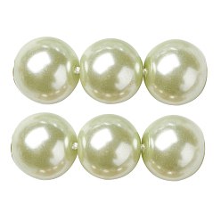Yellow Green Eco-Friendly Dyed Glass Pearl Round Beads Strands, Grade A, Cotton Cord Threaded, Pale Green, 4~4.5mm, Hole: 0.7~1.1mm, about 104pcs/strand, 15 inch