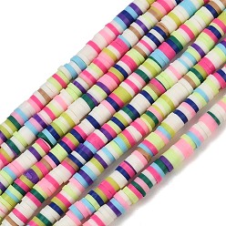 Colorful Handmade Polymer Clay Beads Strands, Disc/Flat Round, Heishi Beads, Colorful, 4~4.5x1~1.2mm, Hole: 1.6mm, about 371~450pcs/strand, 17.52~17.72 inch(44.5~45cm)
