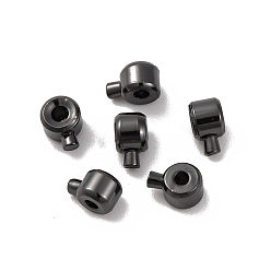 Черный Зажимные бусины из латуни, долговечный, колонка, чёрные, 4.5x3.5x2.5 мм, отверстие : 0.9 мм