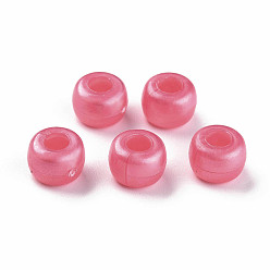 Pale Violet Red Plastic Pearlized Beads, Barrel, Pale Violet Red, 9x6mm, Hole: 3.5mm, about 1900pcs/500g.